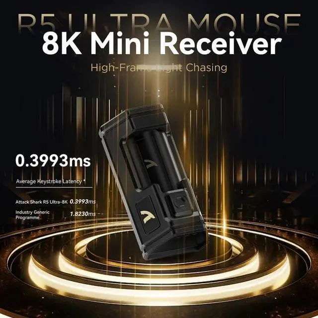 Alt view image 6 of 7 - ATTACK SHARK R5Ultra 8K Carbon Fiber Wireless Gaming Mouse with 42000 DPI -PAW3950 MAX Sensor -39g Ultra-Lightweight-Nordic 52840 MCU Chip-Wired/BT/2.4GHz Wirelss Programmable Mouse for PC/Mac (Black)