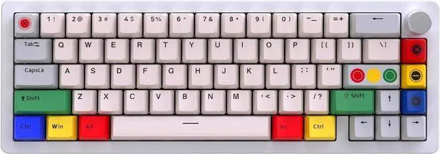 Main image of BOYI GMK67 65% Aluminum Alloy Mechanical Keyboard,Hot-Swappable BT5.0/Type-C/2.4G Wireless,CNC Metal Gasket Mounted South-Facing LED RGB Gaming Keyboard with Dye-Sub PBT Grey Beige Keycaps
