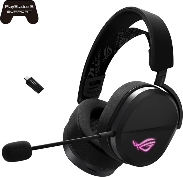 Alt view image 2 of 7 - ROG Pelta Wireless Gaming Headset with Detachable Mic - Black