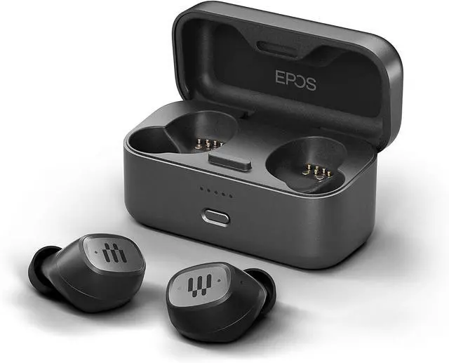 Main image of EPOS GTW 270 Wireless Gaming Earbuds, Bluetooth, Noise Reducing Closed Design, Dual Mics, Ergonomic Fit, IPX 5 Water Resistant, Portable Charging Case, 20 Hours of Playtime,Black/Silver/Grey