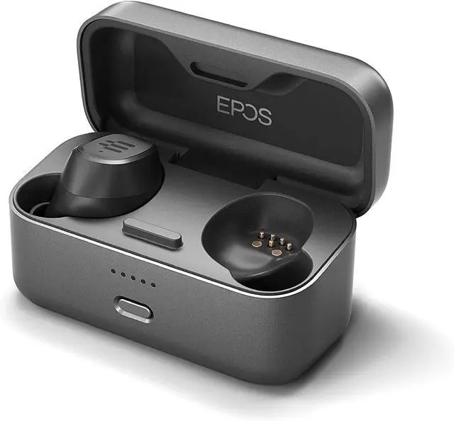 Alt view image 5 of 7 - EPOS GTW 270 Wireless Gaming Earbuds, Bluetooth, Noise Reducing Closed Design, Dual Mics, Ergonomic Fit, IPX 5 Water Resistant, Portable Charging Case, 20 Hours of Playtime,Black/Silver/Grey