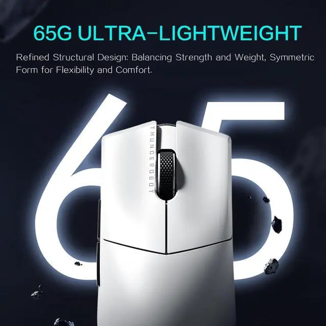 Alt view image 3 of 7 - Thunderobot ML903 4K Souris Gamer Sans Fil avec Station de Charge RGB, Capteur Optique de 26 000 DPI,PAW3395,Longue Durée de Vie de la Batterie, Souris Ergonomique Sans Fil Pour PC, Mac