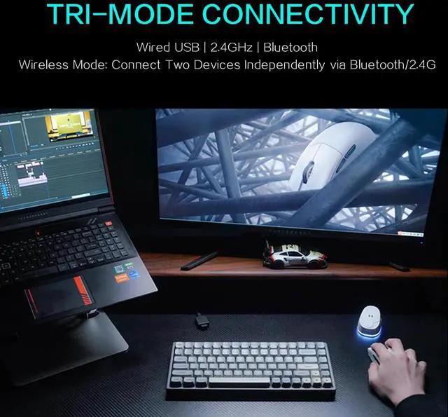 Alt view image 6 of 7 - Thunderobot ML903 4K Souris Gamer Sans Fil avec Station de Charge RGB, Capteur Optique de 26 000 DPI,PAW3395,Longue Durée de Vie de la Batterie, Souris Ergonomique Sans Fil Pour PC, Mac
