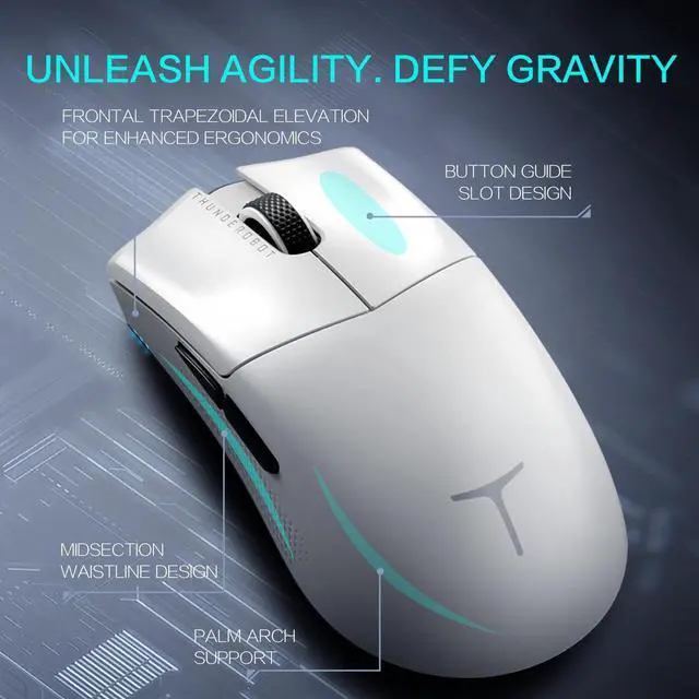 Alt view image 5 of 7 - Thunderobot ML903 4K Souris Gamer Sans Fil avec Station de Charge RGB, Capteur Optique de 26 000 DPI,PAW3395,Longue Durée de Vie de la Batterie, Souris Ergonomique Sans Fil Pour PC, Mac