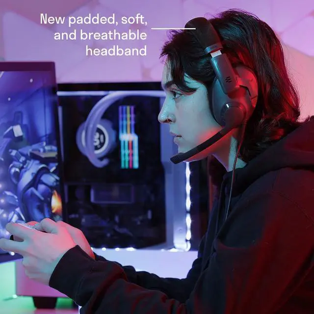 Alt view image 5 of 7 - DROP + EPOS H3X Gaming Headset with Microphone, Over-Ear Closed-Back Design, Leatherette and Suede Earpads, Compatible with PC, PS4, PS5, Switch, Xbox, Mac, Mobile, and More (Meteorite),Grey