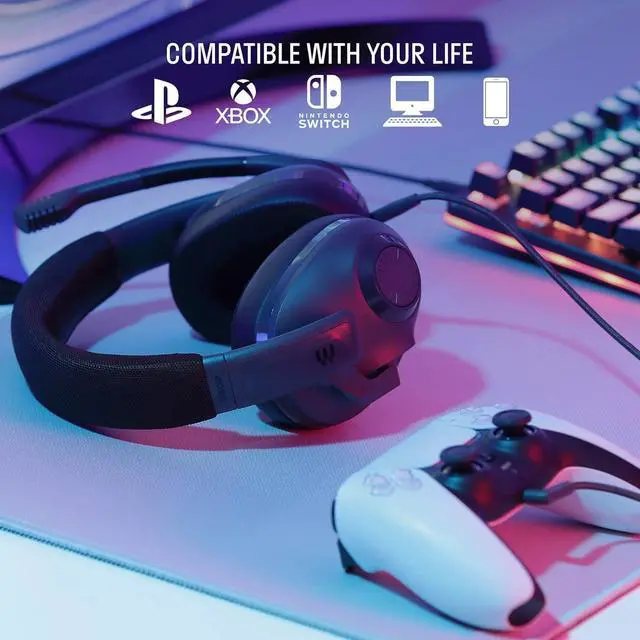 Alt view image 6 of 7 - DROP + EPOS H3X Gaming Headset with Microphone, Over-Ear Closed-Back Design, Leatherette and Suede Earpads, Compatible with PC, PS4, PS5, Switch, Xbox, Mac, Mobile, and More (Meteorite),Grey