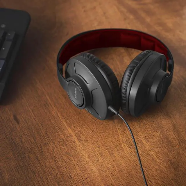 Alt view image 6 of 7 - Koss GMR540-A-ISO Over-Ear Closed-Back Gaming Headphones, Volume Control + Mute Switch, Detachable Boom Microphone, Ultra Lightweight and Durable Design, Black and Red