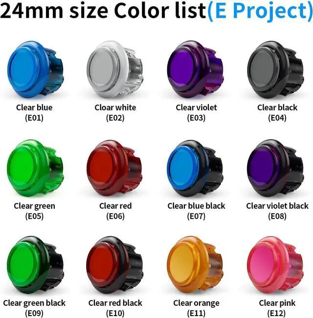 Alt view image 6 of 7 - Qanba Gravity KS Mechanical Shafts Silent Pushbutton 24mm Snap-in (Boxed (Clear Violet E03(12 pcs)