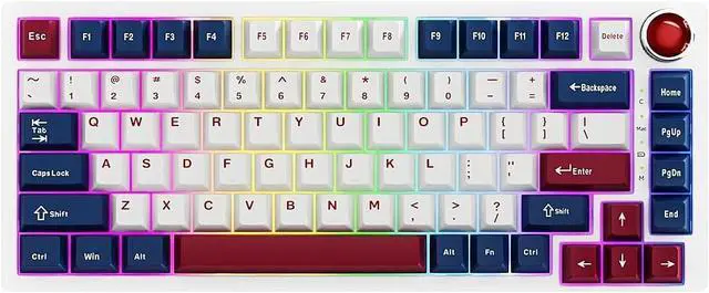 Main image of BOYI 82Keys Aluminum Alloy Mechanical Keyboard,75% RGB Gasket-Mounted BT5.0/2.4G/Type-C Wired Tri-Mode Hot-Swap Programmable PBT Keycaps Gaming Keyboard with Knob for MAC/Win(Ruby Red PBT Keycaps)