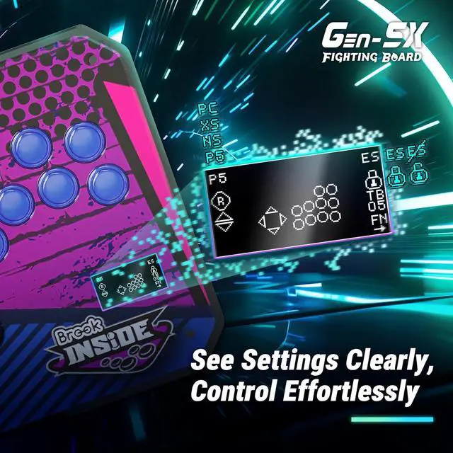 Alt view image 5 of 7 - Brook Gaming Gen5X Fighting Board with Sticker - Ultimate Multi-Platform Supports PS5, XB Series, XS, NS and PC - Lightning-Fast Response Times for Fighting Gaming Exclusive Version