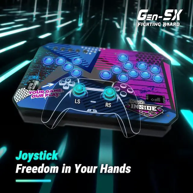 Alt view image 6 of 7 - Brook Gaming Gen5X Fighting Board with Sticker - Ultimate Multi-Platform Supports PS5, XB Series, XS, NS and PC - Lightning-Fast Response Times for Fighting Gaming Exclusive Version