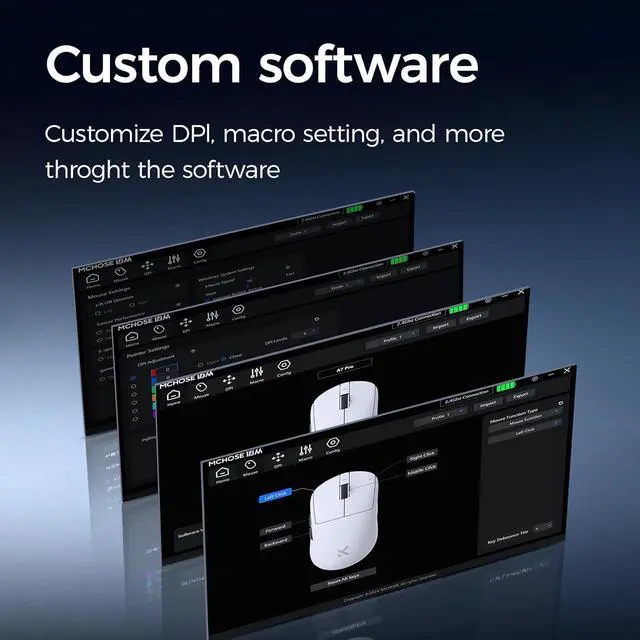 Alt view image 7 of 7 - MCHOSE A7 Ultra Wireless Gaming Mouse, Tri-Mode Connection, 59 Grams, PAW3950 42K DPI Sensor, Wired/Wireless Dual 8K Polling, 130 Hour Battery Life - White