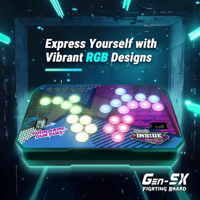 Alt view image 4 of 7 - Brook Gaming Gen5X Fighting Board with Sticker - Ultimate Multi-Platform Supports PS5, XB Series, XS, NS and PC - Lightning-Fast Response Times for Fighting Gaming Exclusive Version