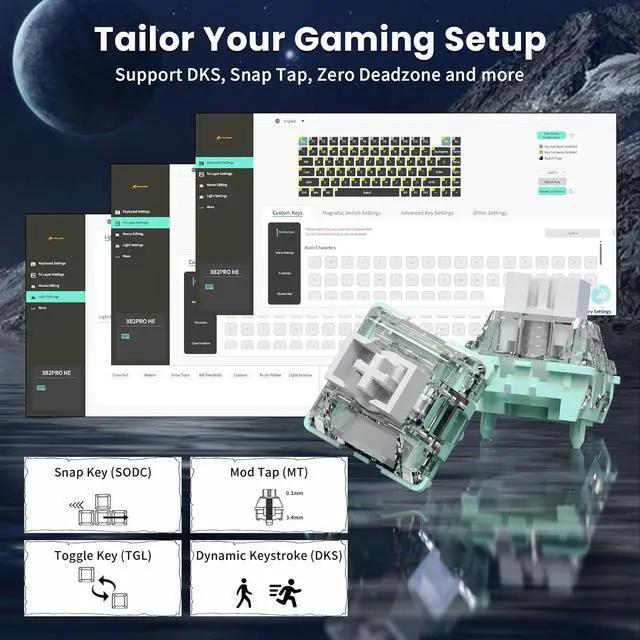 Alt view image 4 of 7 - ATTACK SHARK X82 PRO HE Magnetic Gaming Keyboard,8KHz Polling Rate,Adjustable Actuation Rapid Trigger,Tri-Mode Wireless PC Keyboard with 5000mAh Battery,Cloud/Software Driver for Win/Mac,White Line