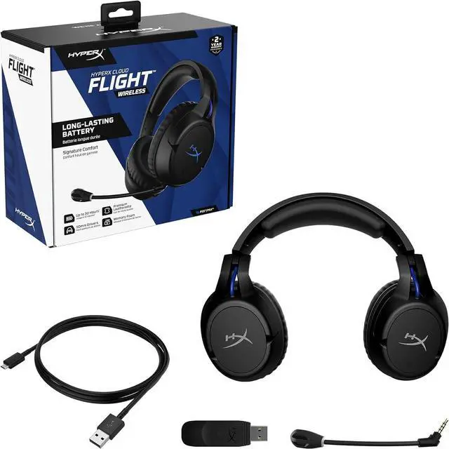 Alt view image 7 of 7 - HyperX Cloud Flight  Wireless Gaming Headset for PS5 and PS4, Up to 30-hour battery, Memory foam ear cushions and premium leatherette, Noise-Cancelling Microphone with LED Mic Mute