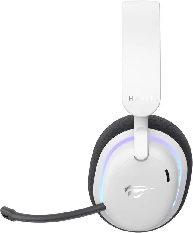Alt view image 3 of 7 - havit Fuxi-H7 Wireless Gaming Headset, 2.4GHz USB Wireless Gaming Headsets for PS5, PS4, PC, Bluetooth Over-Ear Headphones with Mic, 7.1 Surround Sound, 40+H Battery, RGB Light