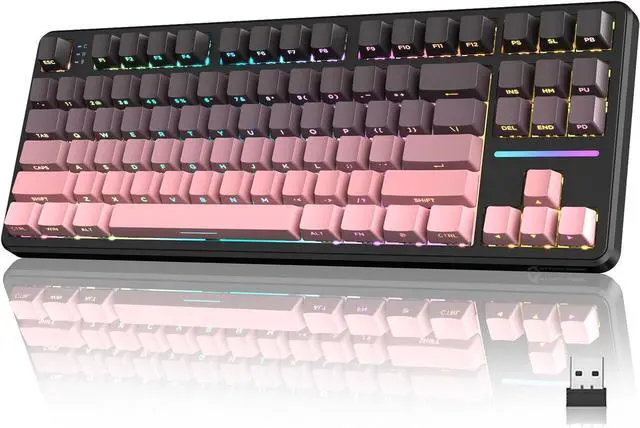Main image of ATTACK SHARK X87 Wireless Keyboard, 75% Gasket Hot Swappable Custom Mechanical Keyboard, Tri-Mode 2.4G/USB-C/BT5.0 RGB Backlit Gaming Keyboard for Win/Mac/PC, 4000mAh Battery, PBT Keycaps(Pink Black)