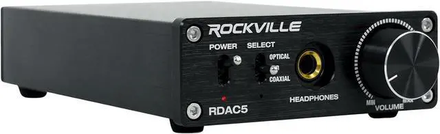 Alt view image 3 of 7 - Rockville RDAC5B DAC Digital to Analog Converter, USB/Optical/Coax/RCA, 24-Bit Support, Up to 192kHz Input, Headphone Amp, for Home Audio and Gaming