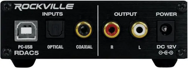 Alt view image 4 of 7 - Rockville RDAC5B DAC Digital to Analog Converter, USB/Optical/Coax/RCA, 24-Bit Support, Up to 192kHz Input, Headphone Amp, for Home Audio and Gaming
