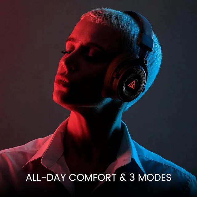 Alt view image 6 of 7 - EKSA USB Gaming Headset for PC - Computer Headset with Detachable Noise Cancelling Mic, SurroundTuned Audio, 50MM Driver - Headphones with Microphone for PS4/PS5, Xbox One, Laptop, Office (Wireless)