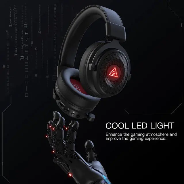 Alt view image 7 of 7 - EKSA USB Gaming Headset for PC - Computer Headset with Detachable Noise Cancelling Mic, SurroundTuned Audio, 50MM Driver - Headphones with Microphone for PS4/PS5, Xbox One, Laptop, Office (Wireless)