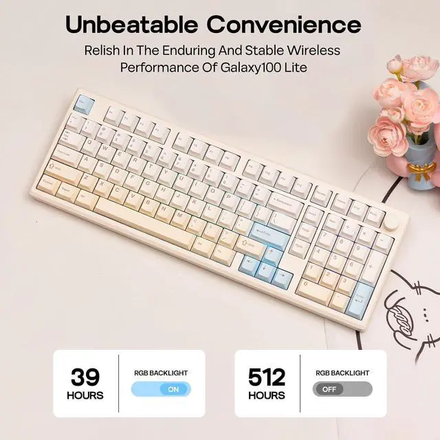 Alt view image 4 of 7 - EPOMAKER Galaxy100 Lite QMK/VIA Gaming Keyboard with 8000mAh Battery and Numpad, 1800 Aluminum Mechanical Keyboard, USB-C/BT/2.4Ghz, Hot-Swap, Creamy Sound (Creamy White, Wisteria Linear Switch)