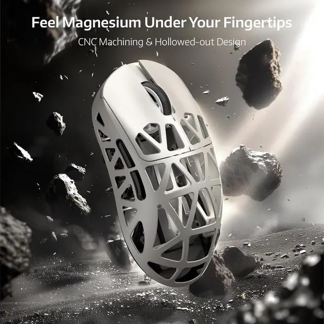 Alt view image 3 of 7 - ATTACK SHARK R2PRO 45g Superlight Magnesium Alloy Mouse, PixArt PAW3950 Sensor, 42000DPI, 8000Hz Wireless Polling Rate, 2.4G/BT/Wired Gaming Mouse, Programmable Mice with Coiled Cable, PC/Mac, Creamy