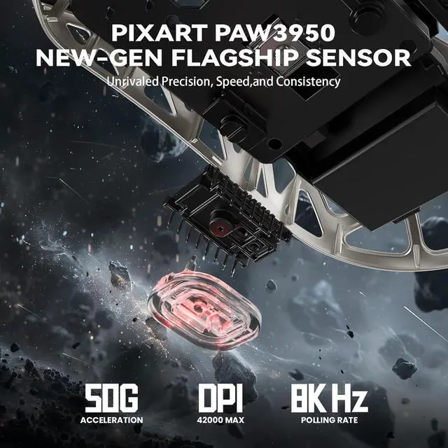 Alt view image 6 of 7 - ATTACK SHARK R2PRO 45g Superlight Magnesium Alloy Mouse, PixArt PAW3950 Sensor, 42000DPI, 8000Hz Wireless Polling Rate, 2.4G/BT/Wired Gaming Mouse, Programmable Mice with Coiled Cable, PC/Mac, Creamy