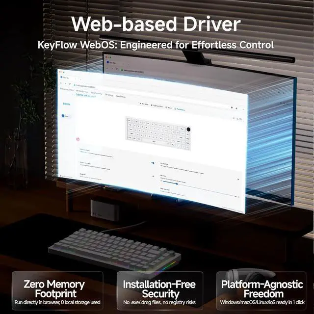 Alt view image 3 of 7 - DIERYA DK81E 75% Mechanical Gaming Keyboard, Hot-Swappable Gasket-Mount Creamy Sound, Programmable, Volume Knob, RGB Backlit, Double-Shot Keycaps, 6-Layer Foam, Pre-Lubed Switches, USB-C Wired, White