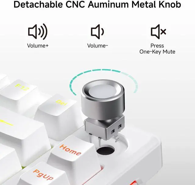 Alt view image 5 of 7 - DIERYA DK81E 75% Mechanical Gaming Keyboard, Hot-Swappable Gasket-Mount Creamy Sound, Programmable, Volume Knob, RGB Backlit, Double-Shot Keycaps, 6-Layer Foam, Pre-Lubed Switches, USB-C Wired, White