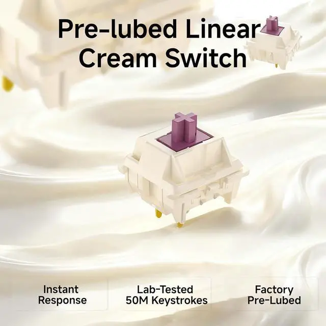 Alt view image 6 of 7 - DIERYA DK81E 75% Mechanical Gaming Keyboard, Hot-Swappable Gasket-Mount Creamy Sound, Programmable, Volume Knob, RGB Backlit, Double-Shot Keycaps, 6-Layer Foam, Pre-Lubed Switches, USB-C Wired, White