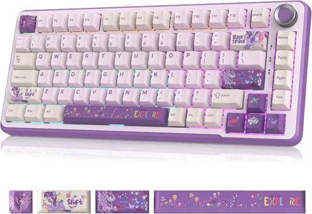 Main image of My Little Pony Wireless Mechanical Keyboard - 81 Keys RGB Gaming Keyboard with Custom Linear Switches, Hot-Swap & Knob Control, Triple Connection (BT5.0/USB-C/2.4GHz), Compact for Work & Gaming