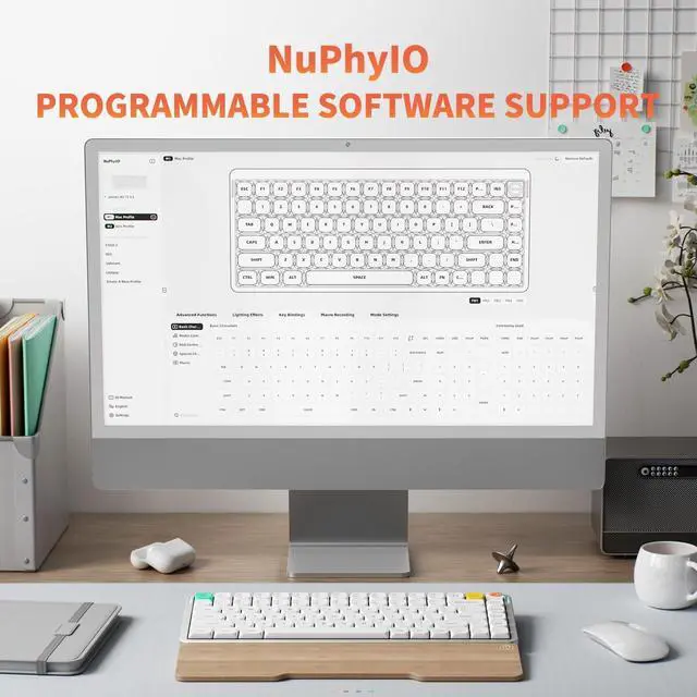 Alt view image 4 of 7 - nuphy Air75 V3 Hot Swappable Wireless Mechanical Keyboard, 84 Keys 75% Custom Low Profile Keyboard with Knob, RGB Backlit, Gasket Mounted, Support Bluetooth/2.4GHz/USB-C,Black-Blush Nano