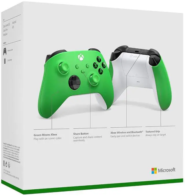 Alt view image 6 of 6 - Xbox Core Wireless Gaming Controller  Velocity Green Series X|S, One, Windows PC, Android, and iOS