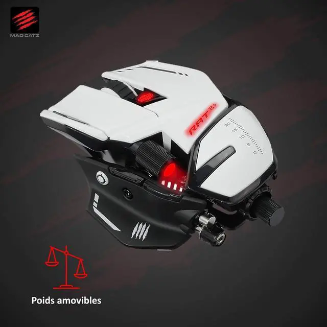 Alt view image 3 of 7 - MAD CATZ R.A.T 8+ Fully Adjustable Wired Gaming Mouse Metal Base 16000 DPI with 11 Programmable Buttons 4 User Profiles Stored Directly Customize RGB LED Tuneable LED's - White