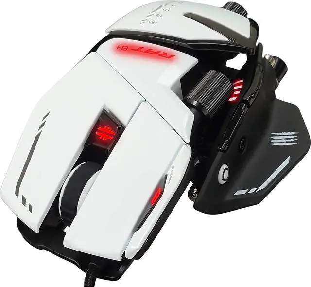 Alt view image 4 of 7 - MAD CATZ R.A.T 8+ Fully Adjustable Wired Gaming Mouse Metal Base 16000 DPI with 11 Programmable Buttons 4 User Profiles Stored Directly Customize RGB LED Tuneable LED's - White