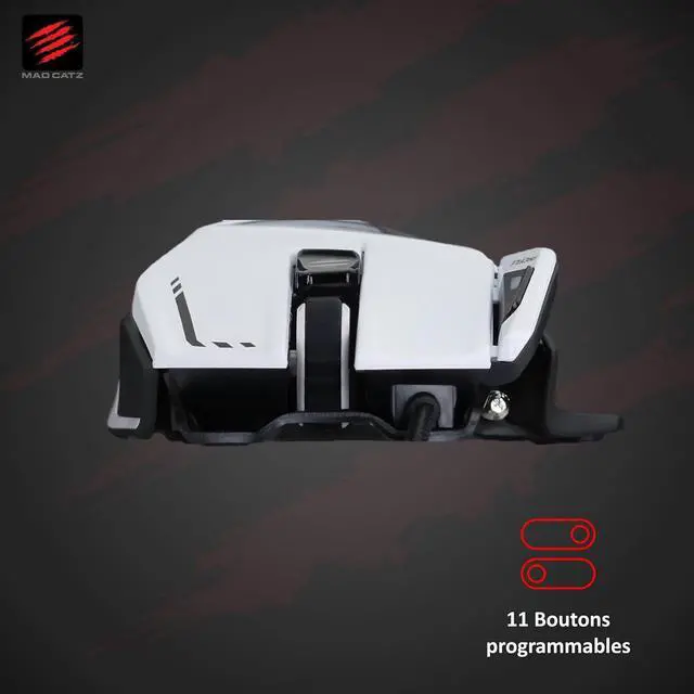 Alt view image 5 of 7 - MAD CATZ R.A.T 8+ Fully Adjustable Wired Gaming Mouse Metal Base 16000 DPI with 11 Programmable Buttons 4 User Profiles Stored Directly Customize RGB LED Tuneable LED's - White