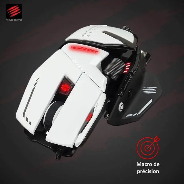 Alt view image 6 of 7 - MAD CATZ R.A.T 8+ Fully Adjustable Wired Gaming Mouse Metal Base 16000 DPI with 11 Programmable Buttons 4 User Profiles Stored Directly Customize RGB LED Tuneable LED's - White