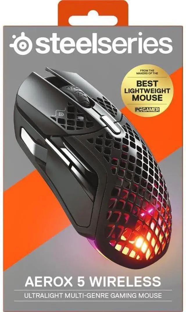 Alt view image 4 of 4 - SteelSeries Aerox 5 Wireless - Holey RGB Gaming Mouse - Ultra-lightweight Water Resistant Design - 9 Buttons  Bluetooth/2.4 GHz - 18K DPI TrueMove Air Optical Sensor