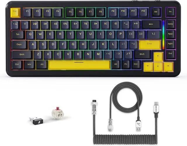 Main image of ATTACK SHARK M86 Wireless Mechanical Keyboard, 75% Layout Gasket Custom Structure,Hot Swappable,RGB Backlit,Pre-lubed Linear Switches,Tri-Mode BT5.0/2.4GHz/USB-C Keyboard for Win/Mac with Coiled Cable