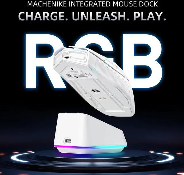 Alt view image 4 of 7 - Machenike 8KHz Wireless Gaming Mouse with RGB Charging Dock,26,000 DPI,PAW3395 Sensor,RGB Backlit,6 Programmable Buttons,Long Battery Life,Gaming Mice Compatible with PC, Mac