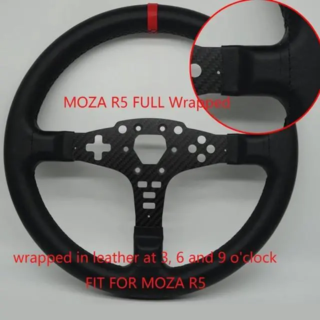 Alt view image 2 of 7 - Replace 13 inch lightweight Suede/Leather Steering Wheel Replace Panel For MOZA R5/R3/ES/ESX Bundle Gaming Racing Wheel (With full Leather)