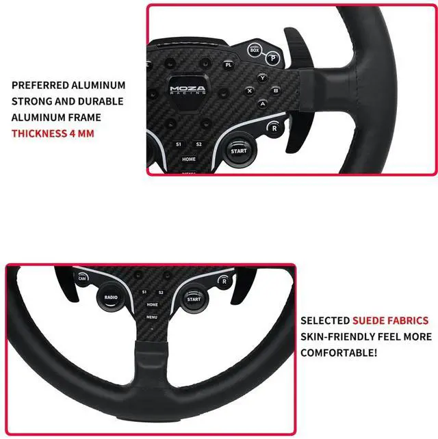 Alt view image 5 of 7 - Replace 13 inch lightweight Suede/Leather Steering Wheel Replace Panel For MOZA R5/R3/ES/ESX Bundle Gaming Racing Wheel (With full Leather)