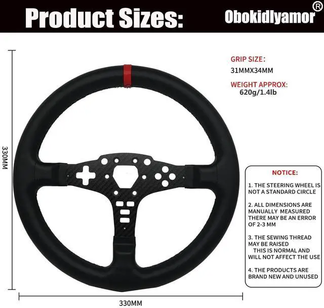 Alt view image 4 of 7 - Replace 13 inch lightweight Suede/Leather Steering Wheel Replace Panel For MOZA R5/R3/ES/ESX Bundle Gaming Racing Wheel (With full Leather)