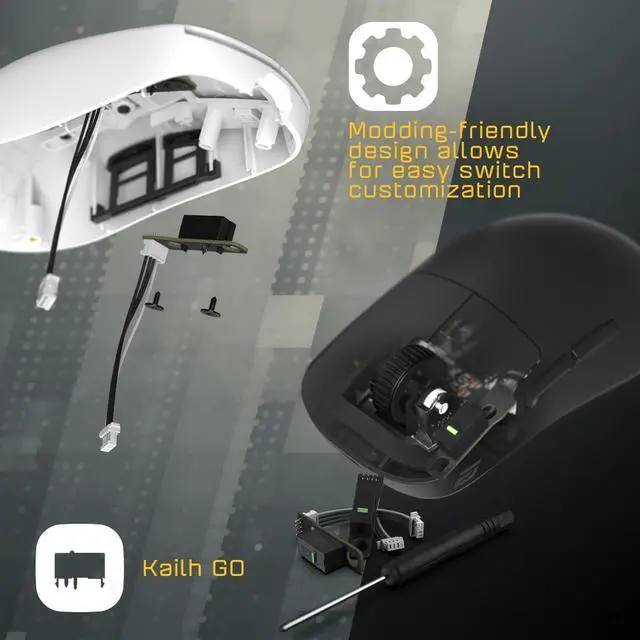 Alt view image 5 of 7 - ENDGAME GEAR OP1we Wireless Gaming Mouse, CompX CX52850 Microcontroller, Pixart PAW3370 Optical Sensor, Mod-Friendly, Hybrid Skate Design, Claw Grip, 2.1 oz, White