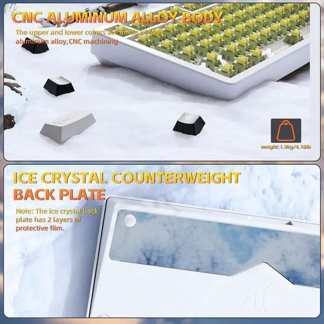 Alt view image 4 of 7 - FELICON x Attack Shark X86 75% Aluminum CNC Wireless Mechanical Gaming Keyboard with Volume Knob,82 Key Gasket Hot Swappable RGB Custom Keyboard with 5-Layer Padding, BT/2.4GHz/USB-C-Milk White