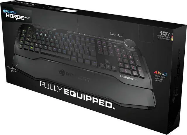 Alt view image 6 of 6 - ROCCAT Horde Aimo - Membranical RGB Gaming Keyboard, Aimo LED Illumination, Improved Island Key Layout, Quick-Fire Macro Keys, Configurable Tuning Wheel, USB, Black