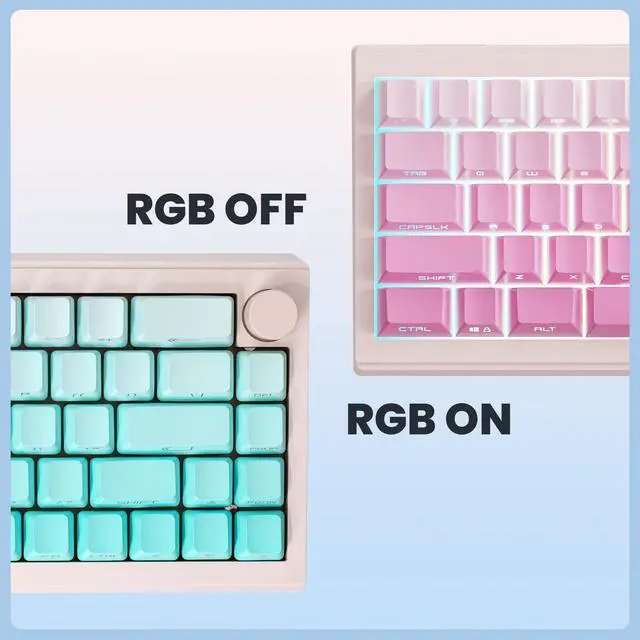 Alt view image 7 of 7 - ZORNHER ST68 Wireless Ergonomic Split Mechanical Keyboard,65% Pink & Blue Custom Creamy TKL Keyboard with Knob,Lighted Up PBT Keycaps,Pre-lubed Linear Switches,Hot-Swappable,RGB Backlit
