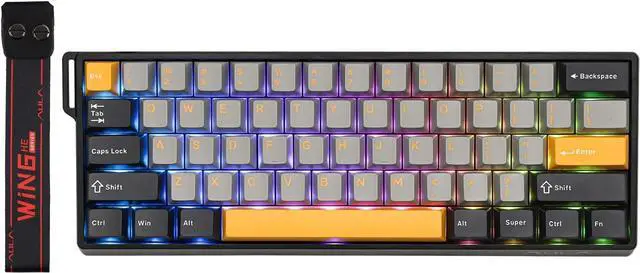 Main image of EPOMAKER Aula WIN60 HE 60% Wired Magnetic Keyboard with Adjustable Actuation, 8000 Hz Polling Rate, Hall Effect Switches, Hot-Swap, for FPS Games (Grey&Yellow)