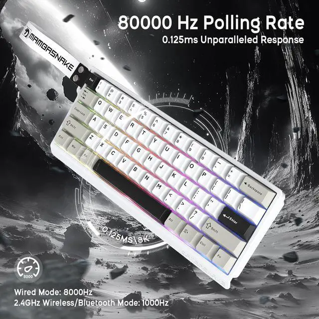 Alt view image 6 of 7 - ATTACK SHARK X11 Mouse and X60 HE Keyboard Wireless Gaming Combo,Magnetic Switch,8K Polling Rate,Hall Effect,Rapid Trigger,PAW3311 Optical Sensor,22K DPI,Lightweight-White